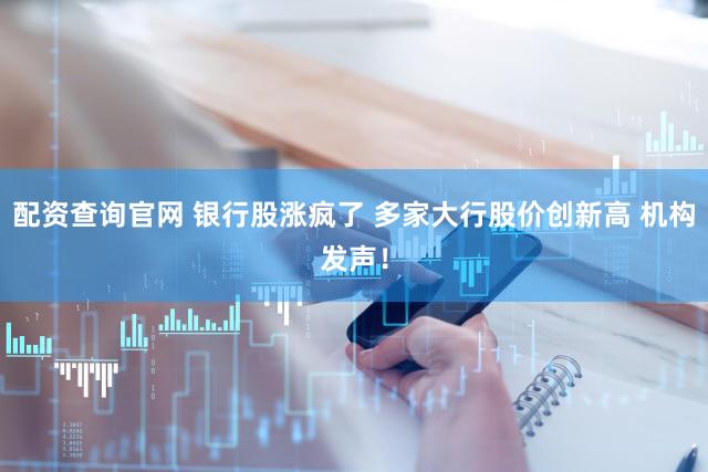 配资查询官网 银行股涨疯了 多家大行股价创新高 机构发声！