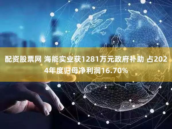 配资股票网 海能实业获1281万元政府补助 占2024年度归母净利润16.70%